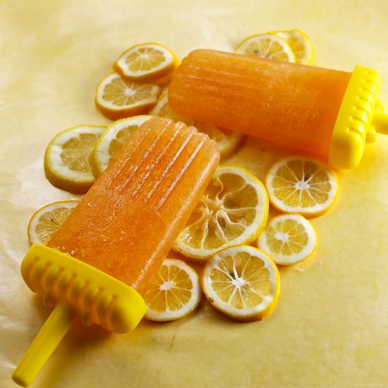 Peach Bourbon Lemonade Popsicles - Recipe photo by LorimerKitchen