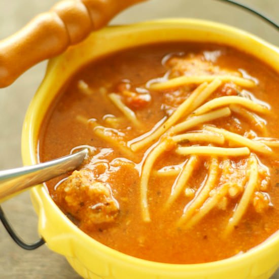 Spaghetti and Meatball Soup - Recipe photo by slowcookergourmet