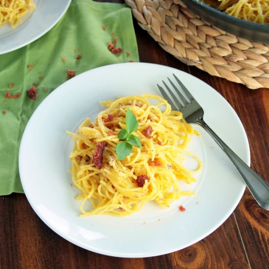 Spaghetti alla Carbonara - Recipe photo by LazyGlutenFree