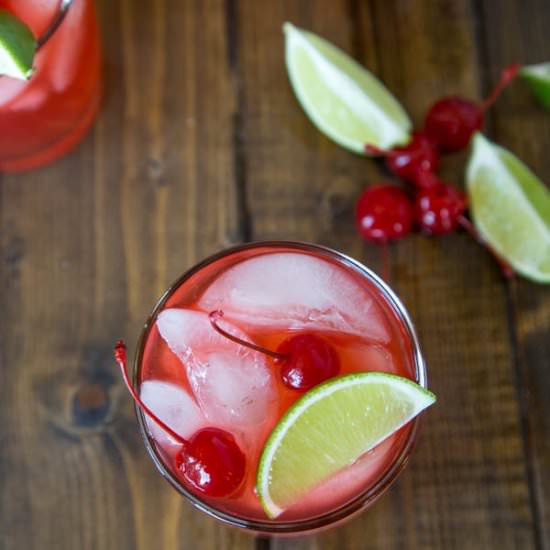 Cherry Limeade Margaritas - Recipe photo by dinnersdishesanddesserts