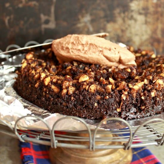 Chocolate Hazelnut Crunch Cake - Recipe photo by SarahEatsAustin