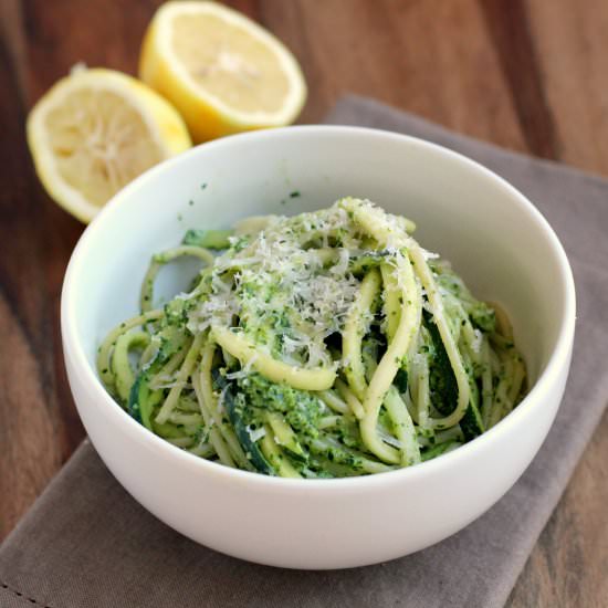 Zucchini Spaghetti with Lemony Kale - Recipe photo by EricasRecipes