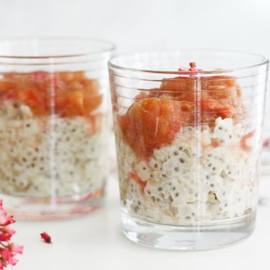 Rice Pudding & Rosé Rhubarb Sauce - Recipe photo by cleanwellness
