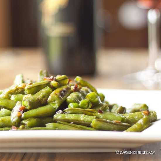 Caramelized Garlic Sugar Snap Peas - Recipe photo by LowCarbHighFatRecipes.com