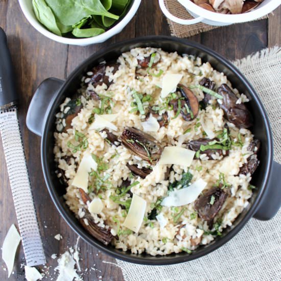 Spinach Artichoke Mushroom Risotto - Recipe photo by Whitney Bond