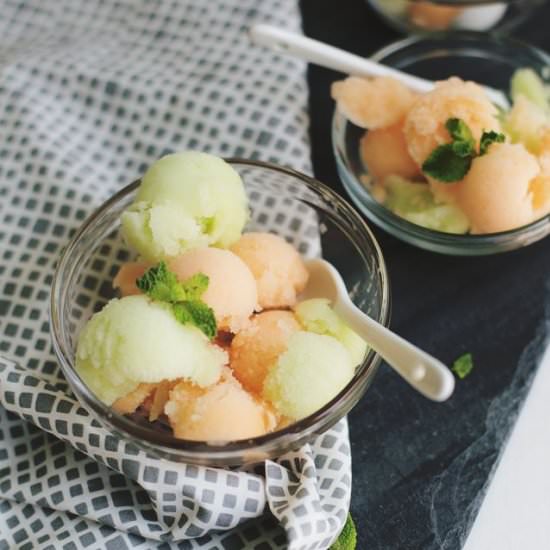 Melon Sorbet - Recipe photo by abeautifulmessblog