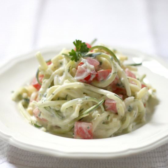 Raw Zucchini Salad with Tzatziki - Recipe photo by jenessasdinners