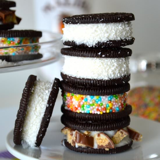Oreo Coconut Ice Cream Sandwiches - Recipe photo by bakerangel.com