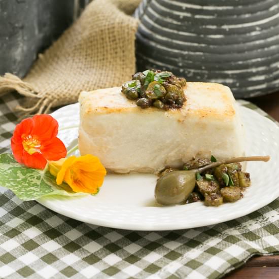 Halibut with Brown Butter Sauce - Recipe photo by thatskinnychickcanbake