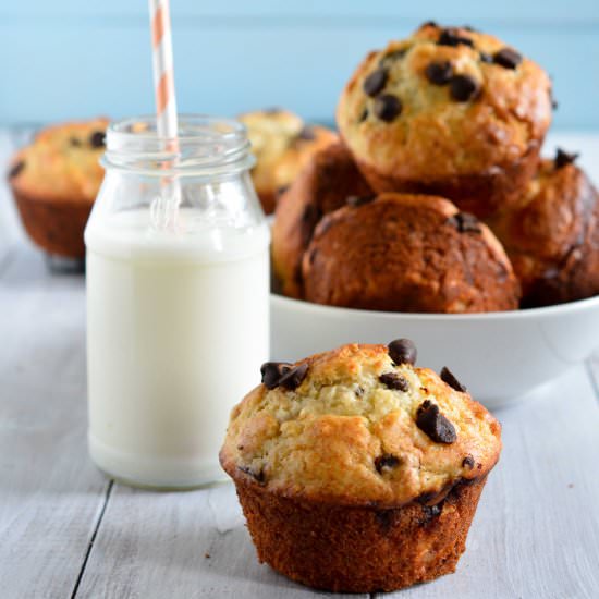 Banana Chocolate Muffins - Recipe photo by peachesncreamblog