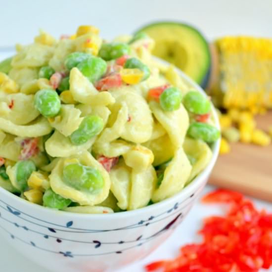 Creamy Healthy Summer Pasta Salad - Recipe photo by Sugar Dish Me