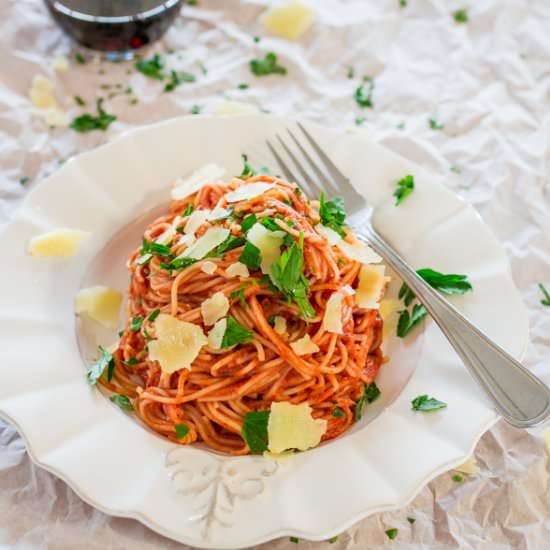 Spaghetti in Blush Sauce - Recipe photo by jocooks