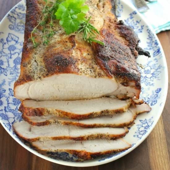 Bacon Fat Rubbed Pork Loin - Recipe photo by missinthekitchen