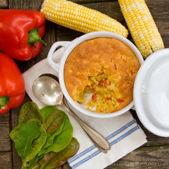 Sweet Corn & Pepper Pudding - Recipe photo by lostrecipesfound