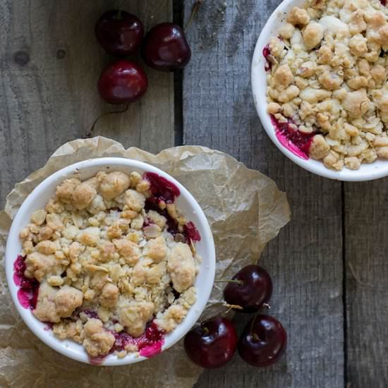 Individual Cherry Almond Crumbles - Recipe photo by siftandwhisk