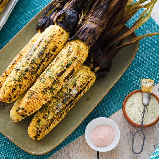 Grilled Corn with Herb Butter - Recipe photo by Sally Cameron