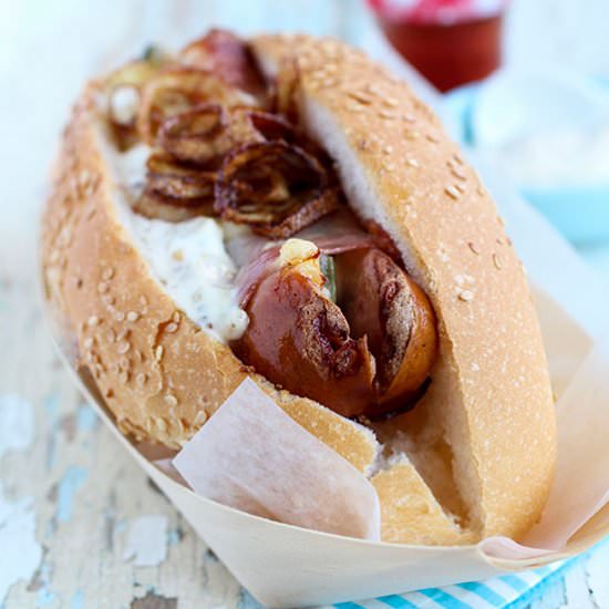 Bacon, Cheese & Jalapeño Hot Dogs - Recipe photo by danceofsaucepans