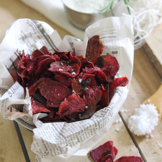 Sea Salt & Vinegar Beet Chips - Recipe photo by Running to the Kitchen