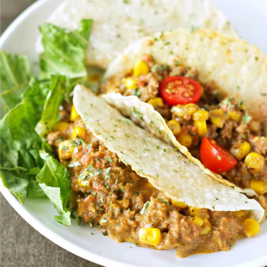 Crockpot Cheesy Beef Tacos - Recipe photo by slowcookergourmet
