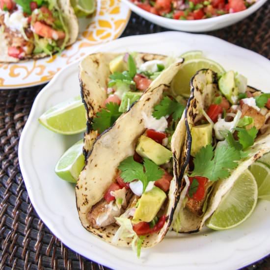 Fish Tacos with Fresh Salsa - Recipe photo by chef julie yoon