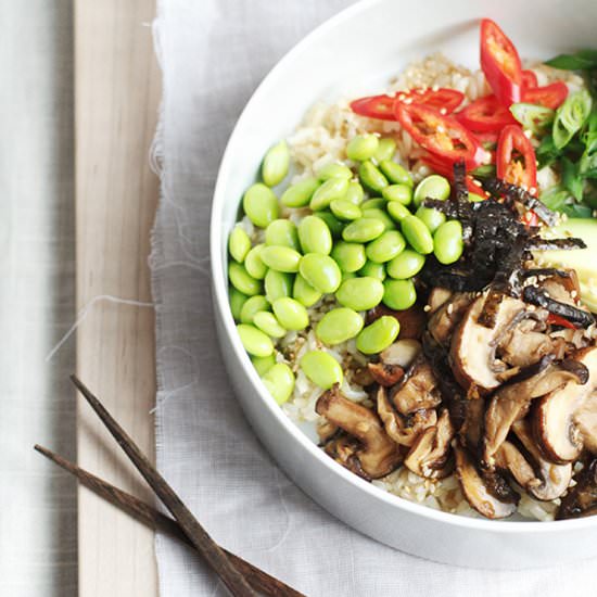 Asian Mushroom Rice Bowl - Recipe photo by FigandHoney