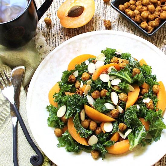 Kale Salad with Apricot & Chickpea - Recipe photo by Inspired Edibles
