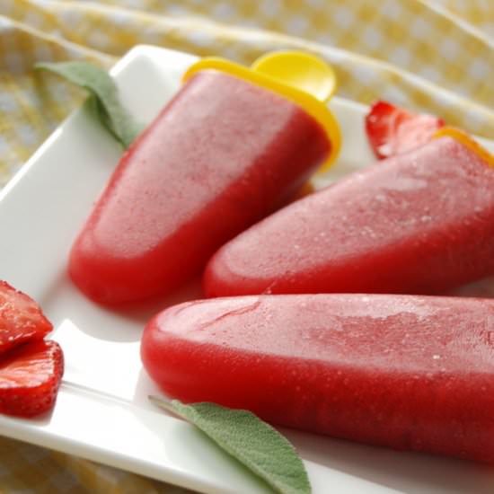 Strawberry Sage Popsicles - Recipe photo by Almost Bananas