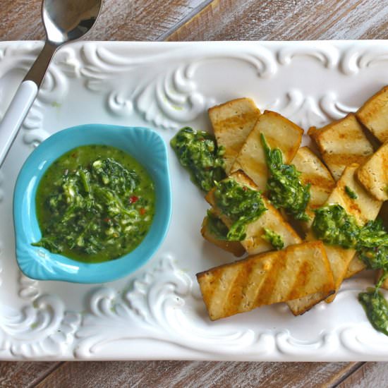 Grilled Tofu with Chimichurri Sauce - Recipe photo by SheKnows Food Editor