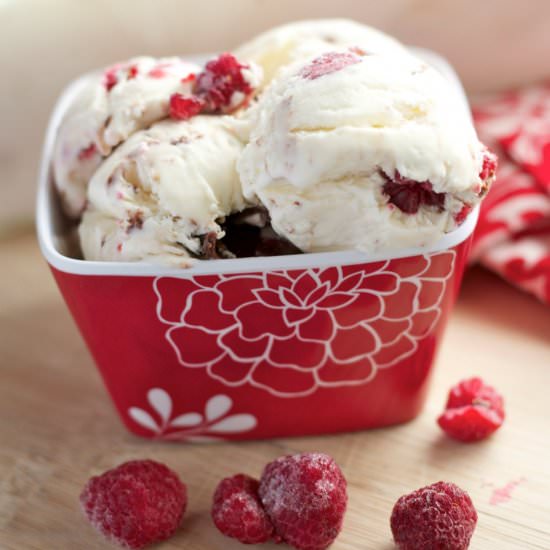 Raspberry Nutella Swirl Ice Cream - Recipe photo by ezpzmealz