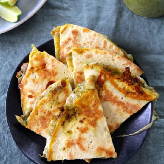 Cheesy Quesadillas with Spicy Pesto - Recipe photo by MPB