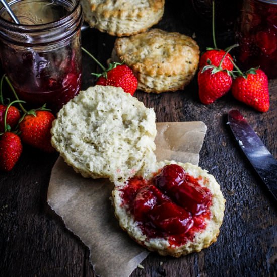 Biscuits and Strawberry Jam - Recipe photo by kitchendoor