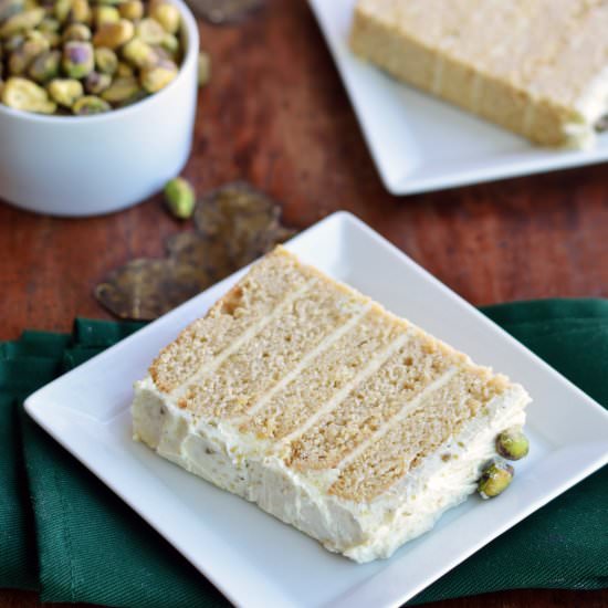 Maple Pistachio Layer Cake - Recipe photo by Paleo Fondue