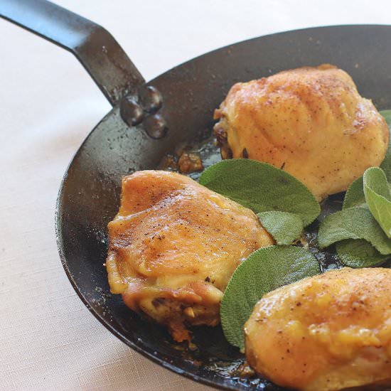 Sage Roasted Chicken Thighs - Recipe photo by syrupandbiscuits