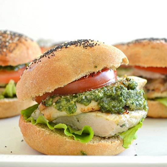 Grilled Chicken Pesto Sliders - Recipe photo by WholeAndHeavenlyOven