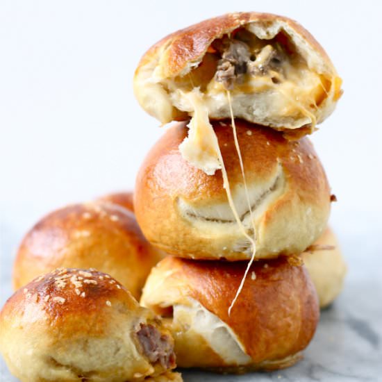 Steak and Cheese Stuffed pretzels - Recipe photo by perpetuallyhungry