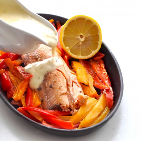 Rainbow Trout with Roasted Chiquino - Recipe photo by Tony Rose
