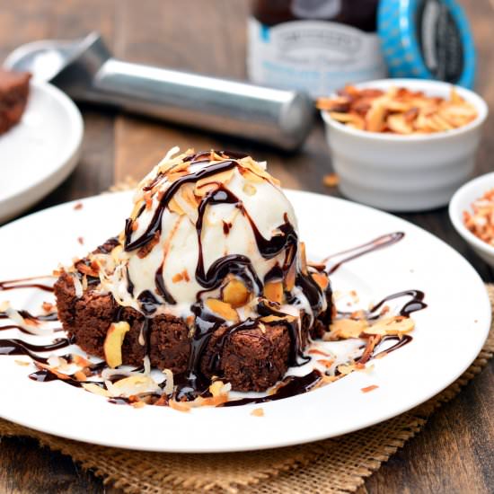 Chocolate CocoNUT Brownie Sundae - Recipe photo by garnishandglaze