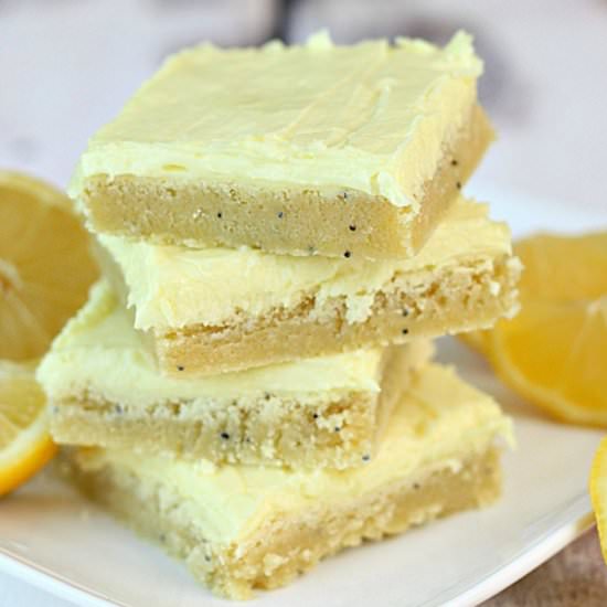 Lemon Poppy Seed Bars - Recipe photo by SixSisters
