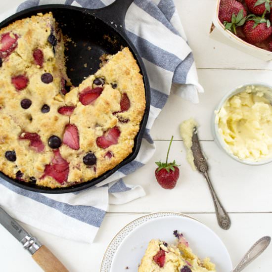 Berry Cornmeal Skillet Cake - Recipe photo by youngaustinian