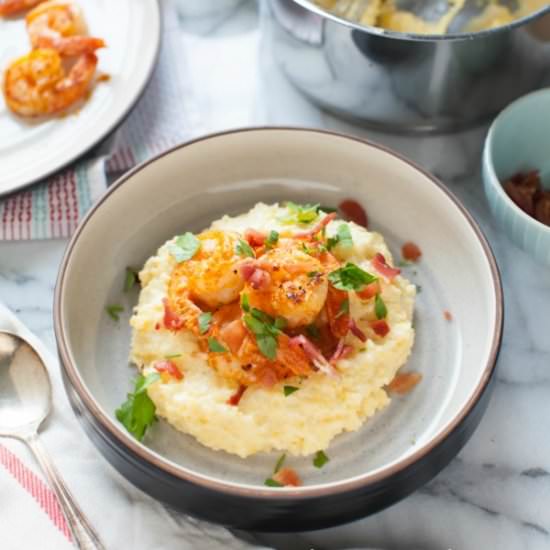 Spicy Shrimp and Goat Cheese Grits - Recipe photo by thelittlekitchen