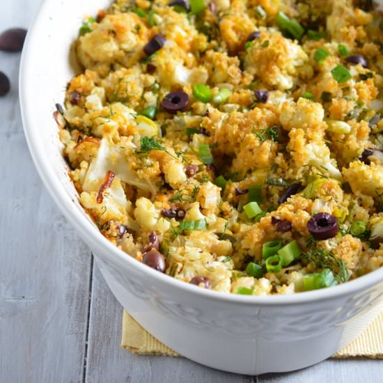 Cheesy Quinoa & Cauliflower Bake - Recipe photo by peachesncreamblog