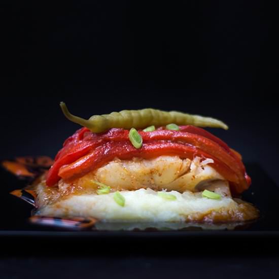 Cod with red peppers - Recipe photo by myspanishtaste