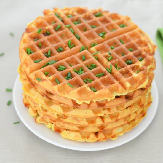 Cheddar + Chive Cornmeal Waffles - Recipe photo by lucismorsels
