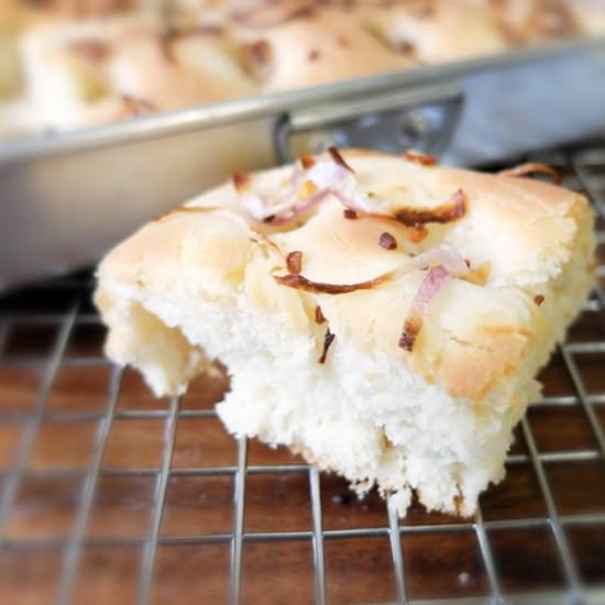 Easy Onion Rosemary Focaccia Bread - Recipe photo by budgetpantry.com