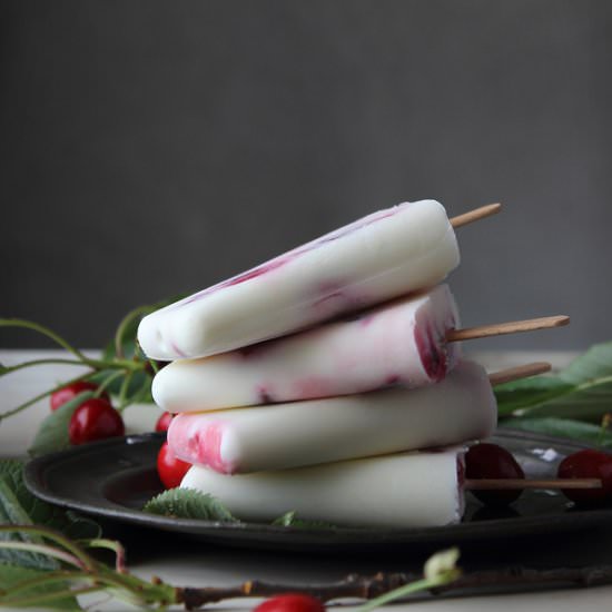 Coconut honey and cherry popsicle - Recipe photo by craftmarmalade