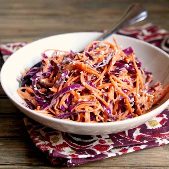 Coleslaw with Creamy Lemon Tahini - Recipe photo by thetastybite