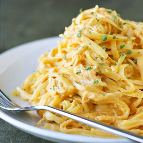 Cheesy Buffalo Chicken Pasta - Recipe photo by slowcookergourmet