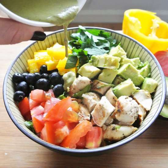 Rainbow Salad + Basil Dressing - Recipe photo by eesingle