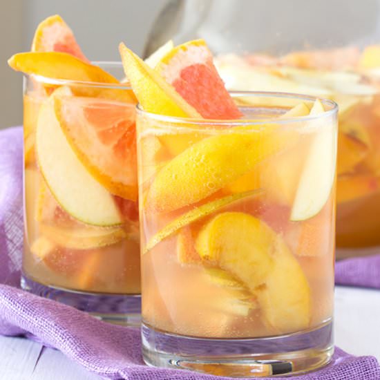 Peach Grapefruit Sangria - Recipe photo by cupofzest