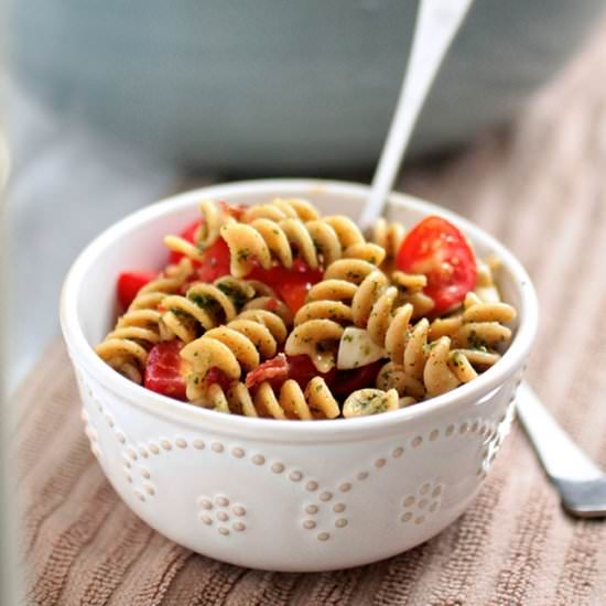 Kale & Basil Caprese Pasta Salad - Recipe photo by lifeasastrawberry